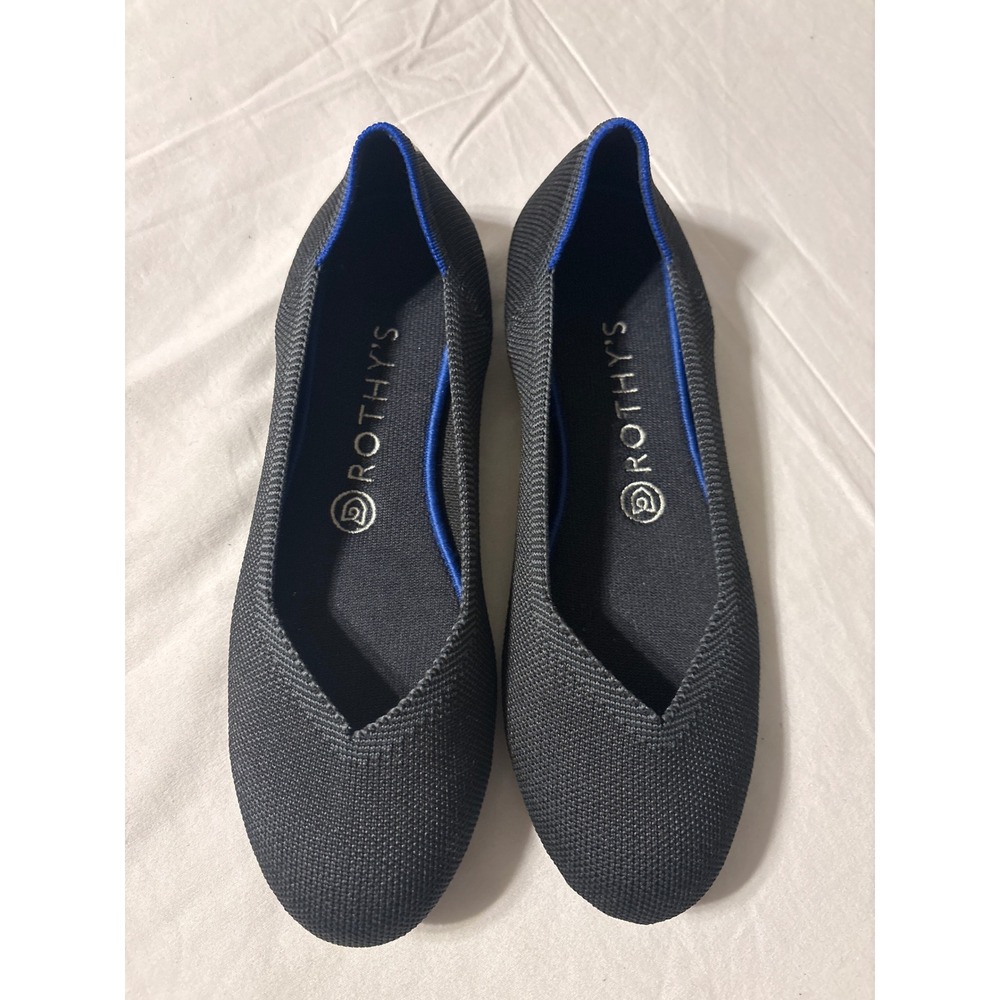 Rothy's The Point Flats Women 8.5 Black  Knit Pointed Toe Slip On Sustainable